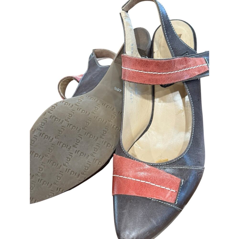 Women’s 9.5 Fidji leather slingback Wood block heel sandal Boho Patchwork Spring - Picture 13 of 13